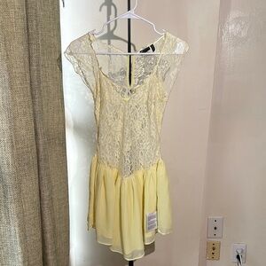 ASOS Design Dress Womens 0 Yellow Lace Fit Flare Romantic Cottagecore Soft Girl